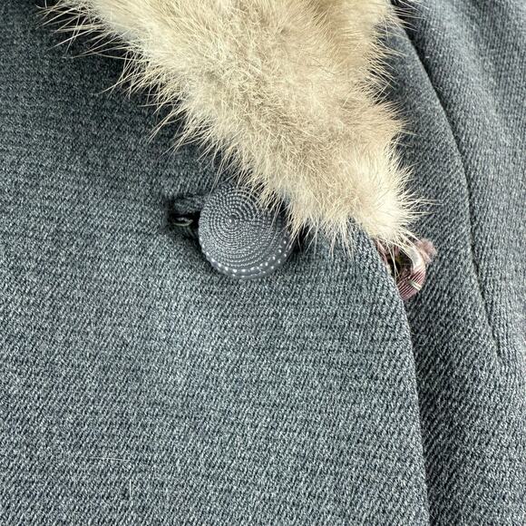 ❌SOLD❌1950's union gray wool and mink fur swing coat by TOWNLEY SAMTERS for NINA - Picture 8 of 14